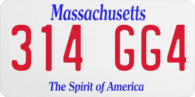 MA license plate 314GG4