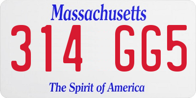 MA license plate 314GG5