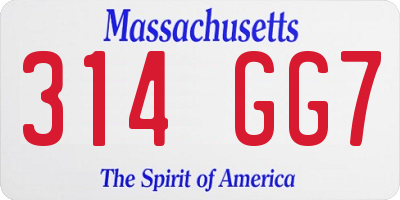 MA license plate 314GG7