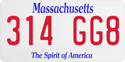 MA license plate 314GG8