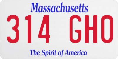 MA license plate 314GH0