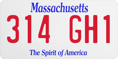 MA license plate 314GH1