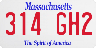 MA license plate 314GH2