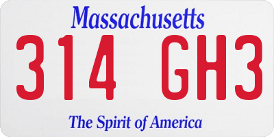 MA license plate 314GH3