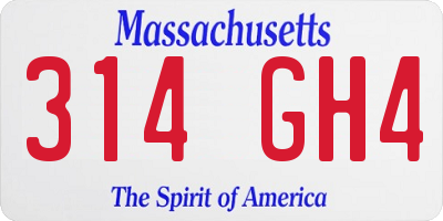 MA license plate 314GH4