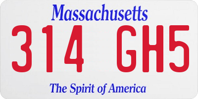 MA license plate 314GH5