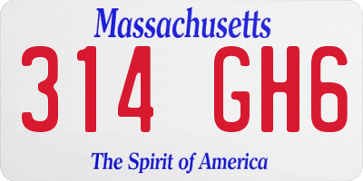 MA license plate 314GH6