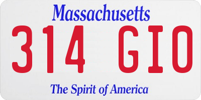 MA license plate 314GI0
