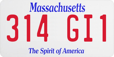 MA license plate 314GI1