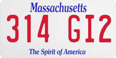 MA license plate 314GI2