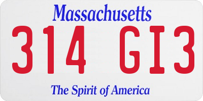 MA license plate 314GI3
