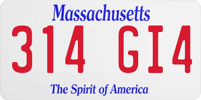 MA license plate 314GI4