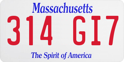 MA license plate 314GI7