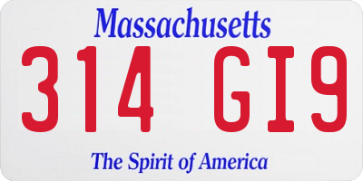 MA license plate 314GI9