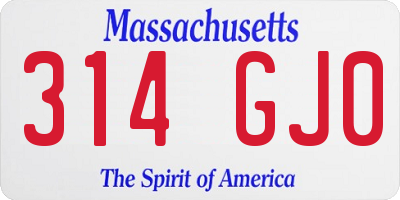 MA license plate 314GJ0
