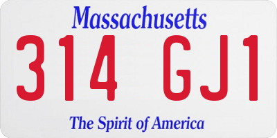 MA license plate 314GJ1