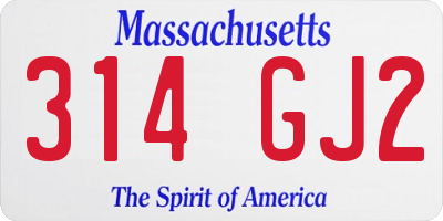 MA license plate 314GJ2