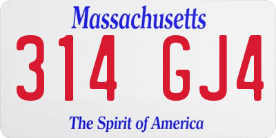 MA license plate 314GJ4