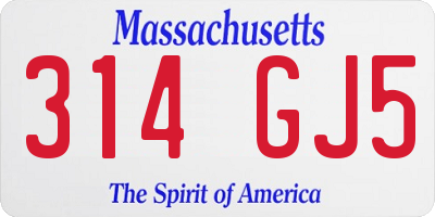 MA license plate 314GJ5