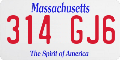 MA license plate 314GJ6