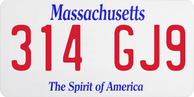 MA license plate 314GJ9