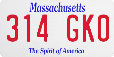MA license plate 314GK0