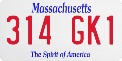 MA license plate 314GK1