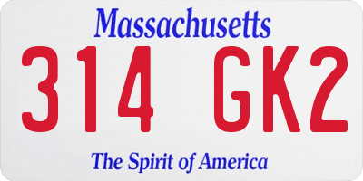 MA license plate 314GK2