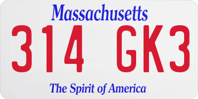 MA license plate 314GK3