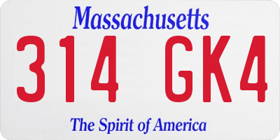MA license plate 314GK4