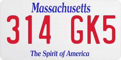 MA license plate 314GK5