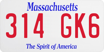 MA license plate 314GK6
