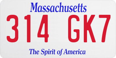 MA license plate 314GK7