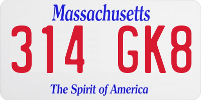 MA license plate 314GK8