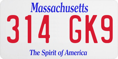 MA license plate 314GK9