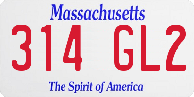 MA license plate 314GL2