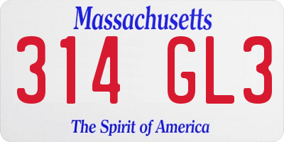 MA license plate 314GL3