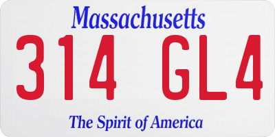 MA license plate 314GL4