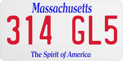 MA license plate 314GL5