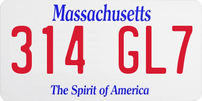 MA license plate 314GL7