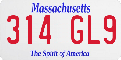 MA license plate 314GL9
