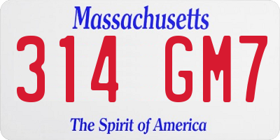 MA license plate 314GM7
