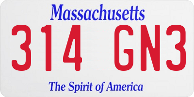 MA license plate 314GN3