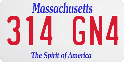 MA license plate 314GN4
