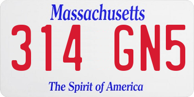 MA license plate 314GN5
