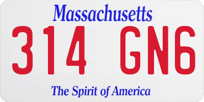 MA license plate 314GN6