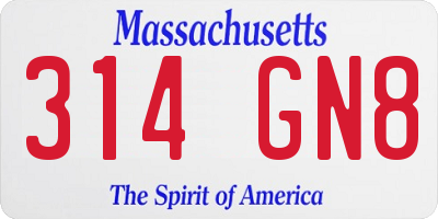 MA license plate 314GN8