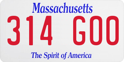 MA license plate 314GO0