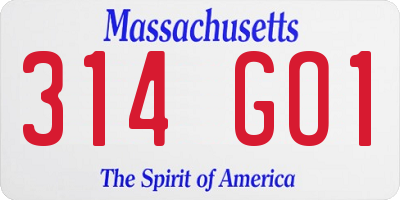 MA license plate 314GO1