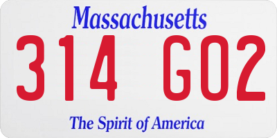 MA license plate 314GO2